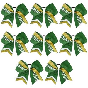 imageDEEKA 12 PCS Softball Cheer Bows 8quot Softball Thread Large Cheer Hair Bows Ponytail Holder Handmade for Teen Girls Sports Cheerleader Royal BlueBlackWhiteGreen Glitter GoldWhite