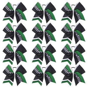 imageDEEKA 12 PCS Softball Cheer Bows 8quot Softball Thread Large Cheer Hair Bows Ponytail Holder Handmade for Teen Girls Sports Cheerleader Royal BlueBlackWhiteBlackGreenWhite