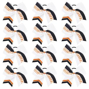 imageDEEKA 12 PCS Softball Cheer Bows 8quot Softball Thread Large Cheer Hair Bows Ponytail Holder Handmade for Teen Girls Sports Cheerleader Royal BlueBlackWhiteWhiteOrangeBlack