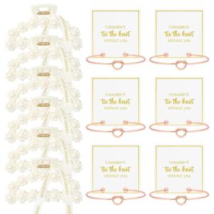 imageDEEKA 12 Pcs Bridesmaid Proposal Gifts Pearl Hair Claw Clips ampamp Bridesmaid Knot Bracelet Bachelorette Party Wedding Favors Bridal Party Present Hair Accessories for WomenGold BraceletsRose Gold Bracelets