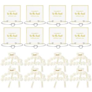 imageDEEKA 12 Pcs Bridesmaid Proposal Gifts Pearl Hair Claw Clips ampamp Bridesmaid Knot Bracelet Bachelorette Party Wedding Favors Bridal Party Present Hair Accessories for WomenGold BraceletsSilver Bracelets 8 Sets