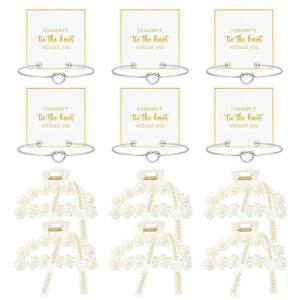 imageDEEKA 12 Pcs Bridesmaid Proposal Gifts Pearl Hair Claw Clips ampamp Bridesmaid Knot Bracelet Bachelorette Party Wedding Favors Bridal Party Present Hair Accessories for WomenGold BraceletsSilver Bracelets