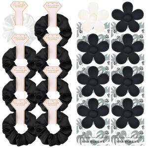 imageDEEKA 16 Pcs Bridesmaid Proposal Gifts Set Flower Hair Claw Clips with Floral Card ampamp Satin Scrunchies Proposal Box Bridal Party Gift Bridesmaids Bachelorette Party Favors WhiteampampSage GreenWhiteBlack
