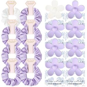 imageDEEKA 16 Pcs Bridesmaid Proposal Gifts Set Flower Hair Claw Clips with Floral Card ampamp Satin Scrunchies Proposal Box Bridal Party Gift Bridesmaids Bachelorette Party Favors WhiteampampSage GreenWhitePurple