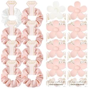 imageDEEKA 16 Pcs Bridesmaid Proposal Gifts Set Flower Hair Claw Clips with Floral Card ampamp Satin Scrunchies Proposal Box Bridal Party Gift Bridesmaids Bachelorette Party Favors WhiteampampSage GreenWhitePink
