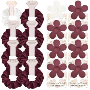 imageDEEKA 16 Pcs Bridesmaid Proposal Gifts Set Flower Hair Claw Clips with Floral Card ampamp Satin Scrunchies Proposal Box Bridal Party Gift Bridesmaids Bachelorette Party Favors WhiteampampSage GreenWhiteBurgundy
