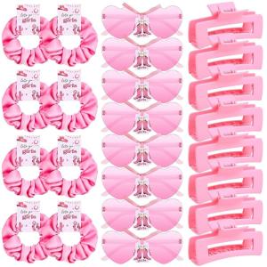imageDEEKA 24 Pcs Margs and Matrimony Bachelorette Party Favors Decorations Bridesmaid Proposal Gifts Heart Sunglasses Hair Claw Clips Satin Scrunchies Accessories Set Bridal Party Wedding GiftsLets Go Girls