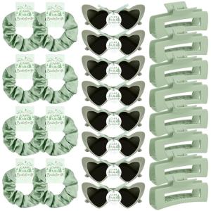 imageDEEKA 24 Pcs Margs and Matrimony Bachelorette Party Favors Decorations Bridesmaid Proposal Gifts Heart Sunglasses Hair Claw Clips Satin Scrunchies Accessories Set Bridal Party Wedding GiftsCamp