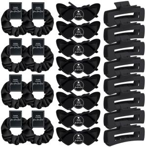 imageDEEKA 24 Pcs Margs and Matrimony Bachelorette Party Favors Decorations Bridesmaid Proposal Gifts Heart Sunglasses Hair Claw Clips Satin Scrunchies Accessories Set Bridal Party Wedding GiftsBlack