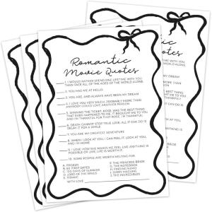 imageDEEKA 30 PCS Bridal Shower Games Card for 30 Guests Pink Wavy Border Ribbon Bow Funny Wedding Bachelorette Party Games for Reception Would She RatherWhiteblack