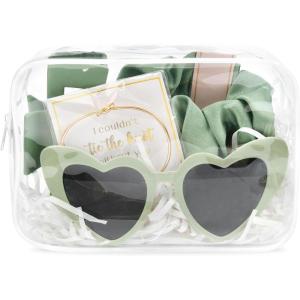 imageDEEKA 5 Pcs Bridesmaid Proposal Bag Set Gift Clear Makeup Toiletry Bag Bachelorette Party Favors Sunglasses Hair Claw Clips Scrunchies Knot Bracelets Bridal Wedding Party Gifts Sage GreenSage Green