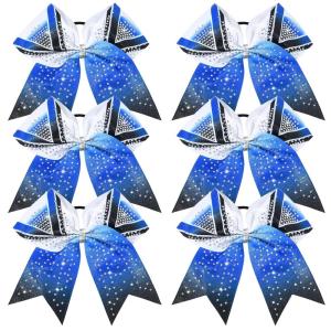 imageDEEKA 6PCS 8quot Large Glitter Black Cheer Bows with Full Shiny Rhinestones Multicolored Shimmer Cheer Hair Bows Elastic Band Ponytail Holder for Cheerleader Girls SportsBlackGlitter WhiteRoyal BlueBlackRhinestone