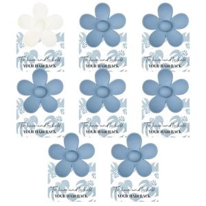 imageDEEKA Bachelorette Party Favors Bridesmaid Proposal Gifts 8 Pack Flower Hair Claw Clips with Floral Card Large Hair Clips Bridal Party Gift for Bridesmaids Last Toast On The CoastWhiteDusty Blue