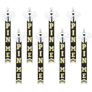 imageDEEKA Cheer Pin Me Ribbon for Backpack Glitter Cheerleader Keychain Bulk Cheer GiftsGold