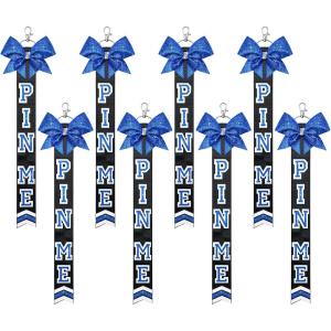 imageDEEKA Cheer Pin Me Ribbon for Backpack Glitter Cheerleader Keychain Bulk Cheer GiftsRoyal Blue