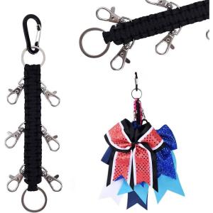 imageDEEKA Paracord Handmade Cheer Bows Holder for Cheerleading Teen Girls High School College SportsBlack