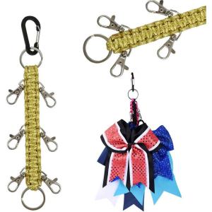 imageDEEKA Paracord Handmade Cheer Bows Holder for Cheerleading Teen Girls High School College SportsGlitter Gold
