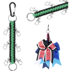 imageDEEKA Paracord Handmade Cheer Bows Holder for Cheerleading Teen Girls High School College SportsGreenBlack