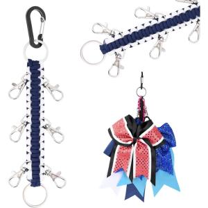 imageDEEKA Paracord Handmade Cheer Bows Holder for Cheerleading Teen Girls High School College SportsNavyWhite