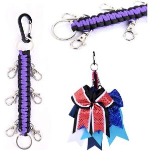 imageDEEKA Paracord Handmade Cheer Bows Holder for Cheerleading Teen Girls High School College SportsPurpleBlack