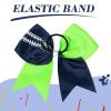 imageDEEKA 12 PCS Softball Cheer Bows with 2 Glitter Stitching Cheerleader Team Bows Elastic Band for Softball Sports Girls Neon YellowRed StitchingAcid GreenNavy BlueWhite Stitching