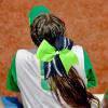 imageDEEKA 12 PCS Softball Cheer Bows with 2 Glitter Stitching Cheerleader Team Bows Elastic Band for Softball Sports Girls Neon YellowRed StitchingAcid GreenNavy BlueWhite Stitching