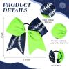imageDEEKA 12 PCS Softball Cheer Bows with 2 Glitter Stitching Cheerleader Team Bows Elastic Band for Softball Sports Girls Neon YellowRed StitchingAcid GreenNavy BlueWhite Stitching
