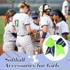 imageDEEKA 12 PCS Softball Cheer Bows with 2 Glitter Stitching Cheerleader Team Bows Elastic Band for Softball Sports Girls Neon YellowRed StitchingAcid GreenNavy BlueWhite Stitching