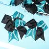 imageDEEKA 12 PCS Softball Cheer Bows with 2 Glitter Stitching Cheerleader Team Bows Elastic Band for Softball Sports Girls Neon YellowRed StitchingBlackTealWhite Stitching