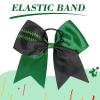 imageDEEKA 12 PCS Softball Cheer Bows with 2 Glitter Stitching Cheerleader Team Bows Elastic Band for Softball Sports Girls Neon YellowRed StitchingGreenBlackGreen Stitching