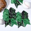 imageDEEKA 12 PCS Softball Cheer Bows with 2 Glitter Stitching Cheerleader Team Bows Elastic Band for Softball Sports Girls Neon YellowRed StitchingGreenBlackGreen Stitching