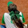 imageDEEKA 12 PCS Softball Cheer Bows with 2 Glitter Stitching Cheerleader Team Bows Elastic Band for Softball Sports Girls Neon YellowRed StitchingGreenBlackGreen Stitching