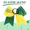 imageDEEKA 12 PCS Softball Cheer Bows with 2 Glitter Stitching Cheerleader Team Bows Elastic Band for Softball Sports Girls Neon YellowRed StitchingGreenYellowGreen Stitching