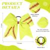 imageDEEKA 12 PCS Softball Cheer Bows with 2 Glitter Stitching Cheerleader Team Bows Elastic Band for Softball Sports Girls Neon YellowRed StitchingNeon YellowRed Stitching