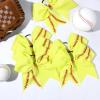 imageDEEKA 12 PCS Softball Cheer Bows with 2 Glitter Stitching Cheerleader Team Bows Elastic Band for Softball Sports Girls Neon YellowRed StitchingNeon YellowRed Stitching