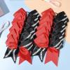imageDEEKA 12 PCS Softball Cheer Bows with 2 Glitter Stitching Cheerleader Team Bows Elastic Band for Softball Sports Girls Neon YellowRed StitchingRedBlackWhite Stitching