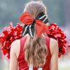 imageDEEKA 12 PCS Softball Cheer Bows with 2 Glitter Stitching Cheerleader Team Bows Elastic Band for Softball Sports Girls Neon YellowRed StitchingRedBlackWhite Stitching