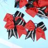 imageDEEKA 12 PCS Softball Cheer Bows with 2 Glitter Stitching Cheerleader Team Bows Elastic Band for Softball Sports Girls Neon YellowRed StitchingRedBlackWhite Stitching