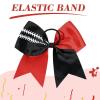 imageDEEKA 12 PCS Softball Cheer Bows with 2 Glitter Stitching Cheerleader Team Bows Elastic Band for Softball Sports Girls Neon YellowRed StitchingRedBlackWhite Stitching