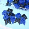 imageDEEKA 12 PCS Softball Cheer Bows with 2 Glitter Stitching Cheerleader Team Bows Elastic Band for Softball Sports Girls Neon YellowRed StitchingRoyal BlueBlackRoyal Blue Stitching