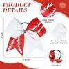 imageDEEKA 12 PCS Softball Cheer Bows with 2 Glitter Stitching Cheerleader Team Bows Elastic Band for Softball Sports Girls Neon YellowRed StitchingWhiteRedWhite Stitching