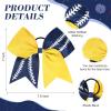 imageDEEKA 12 PCS Softball Cheer Bows with 2 Glitter Stitching Cheerleader Team Bows Elastic Band for Softball Sports Girls Neon YellowRed StitchingYellowNavy BlueWhite Stitching