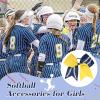imageDEEKA 12 PCS Softball Cheer Bows with 2 Glitter Stitching Cheerleader Team Bows Elastic Band for Softball Sports Girls Neon YellowRed StitchingYellowNavy BlueWhite Stitching