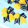 imageDEEKA 12 PCS Softball Cheer Bows with 2 Glitter Stitching Cheerleader Team Bows Elastic Band for Softball Sports Girls Neon YellowRed StitchingYellowNavy BlueWhite Stitching