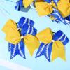imageDEEKA 12 PCS Softball Cheer Bows with 2 Glitter Stitching Cheerleader Team Bows Elastic Band for Softball Sports Girls Neon YellowRed StitchingYellowRoyal BlueWhite Stitching