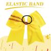 imageDEEKA 12 PCS Softball Cheer Bows with 2 Glitter Stitching Cheerleader Team Bows Elastic Band for Softball Sports Girls Neon YellowRed StitchingYellowRed Stitching