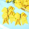 imageDEEKA 12 PCS Softball Cheer Bows with 2 Glitter Stitching Cheerleader Team Bows Elastic Band for Softball Sports Girls Neon YellowRed StitchingYellowRed Stitching