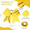 imageDEEKA 12 PCS Softball Cheer Bows with 2 Glitter Stitching Cheerleader Team Bows Elastic Band for Softball Sports Girls Neon YellowRed StitchingYellowRed Stitching