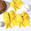 imageDEEKA 12 PCS Softball Cheer Bows with 2 Glitter Stitching Cheerleader Team Bows Elastic Band for Softball Sports Girls Neon YellowRed StitchingYellowRed Stitching
