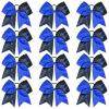imageDEEKA 12 PCS Softball Cheer Bows with 2 Glitter Stitching Cheerleader Team Bows Elastic Band for Softball Sports Girls Neon YellowRed StitchingRoyal BlueBlackRoyal Blue Stitching